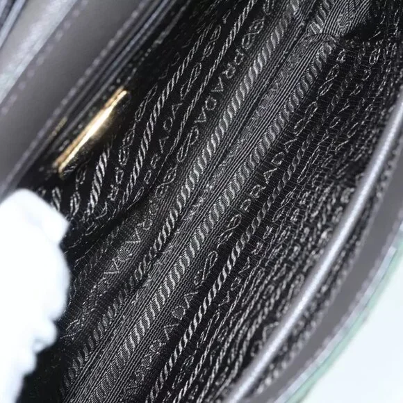 PRADA Chain Quilted Shoulder Bag Nylon Khaki Gold Auth 90227 - Picture 11 of 15